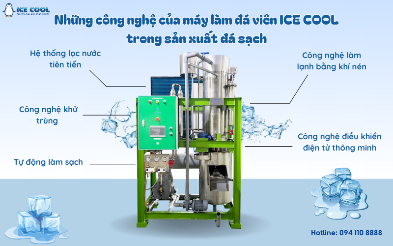 Những công nghệ của máy làm đá viên ICE COOL trong sản xuất đá viên sạch